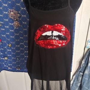 Rainbow gently warn mesh top tank top tee